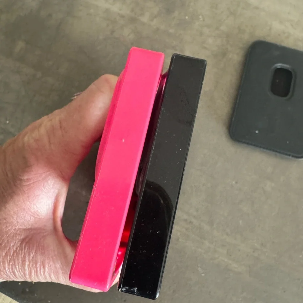 Black and Pink Phone Case Set w magnetic card holder that works on both cases 🩷🖤